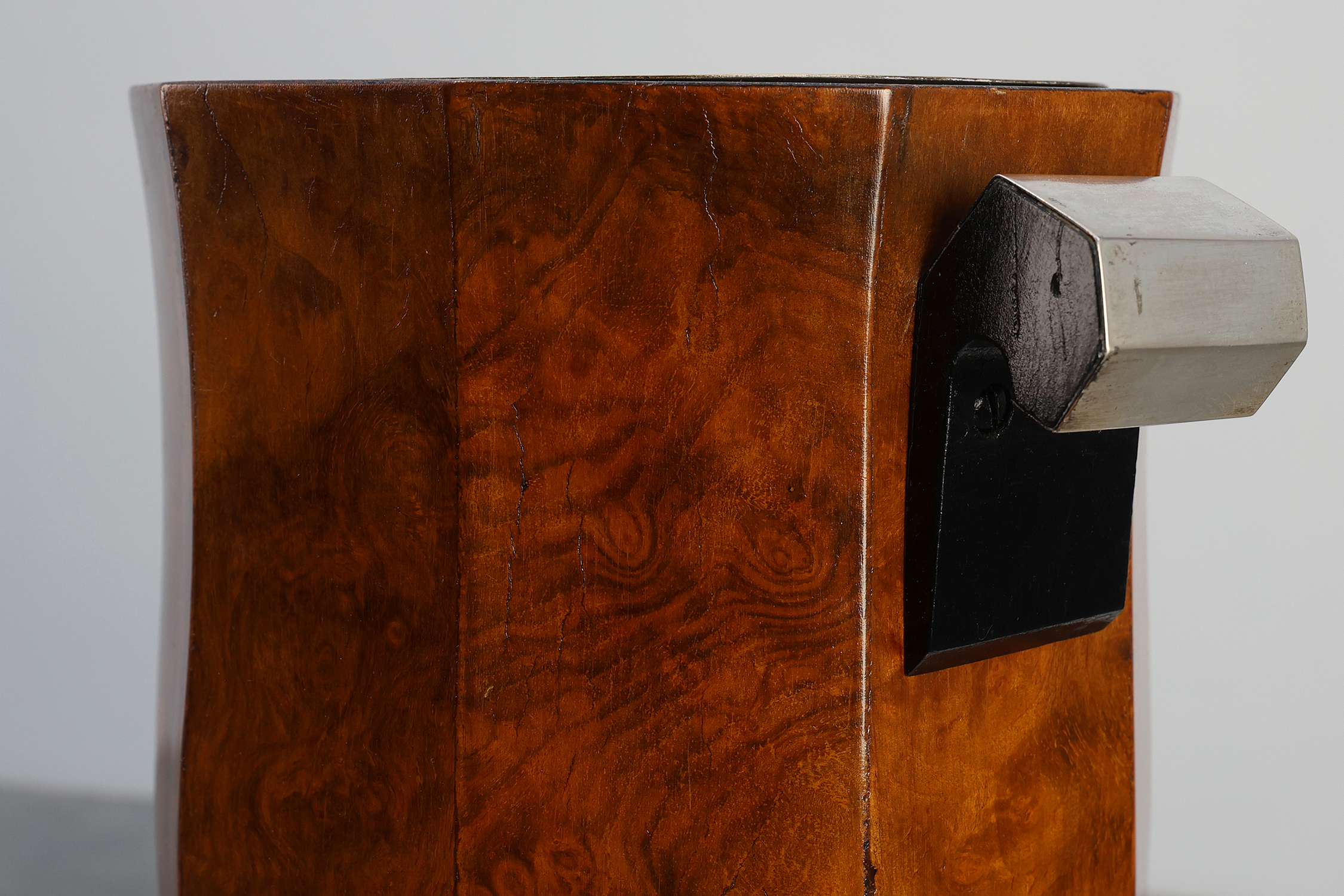 Art Deco sculptural burlwood ice bucket, France ca. 1925thumbnail